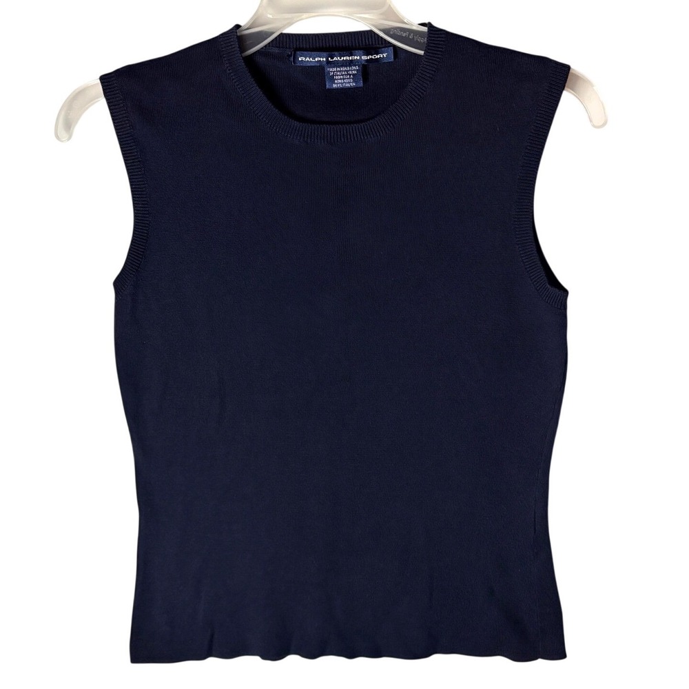 Ralph Lauren Sport Sweater Vest Womens S Navy Blue Nautical Preppy Corpcore